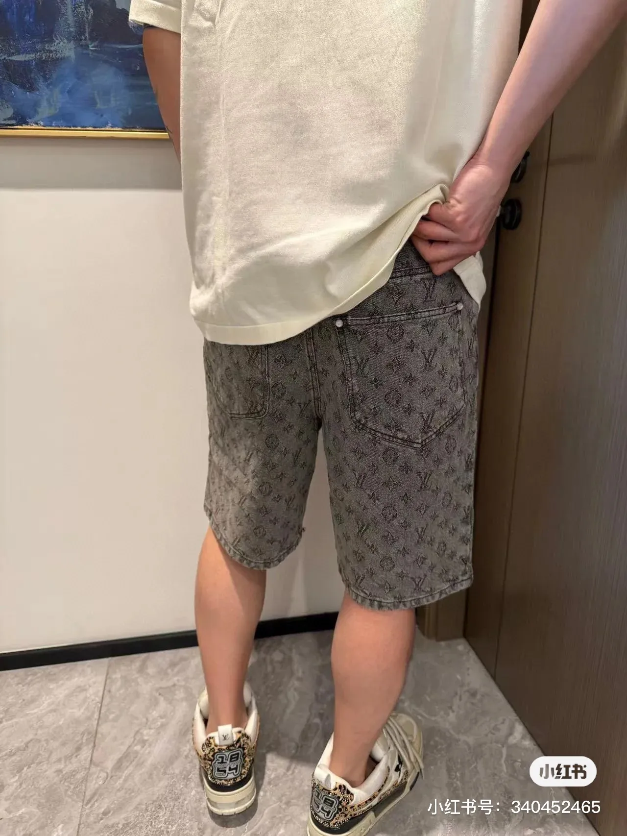Louis Vuitton/Louis Vuitton 26ss dark pattern presbyopia suit denim shorts